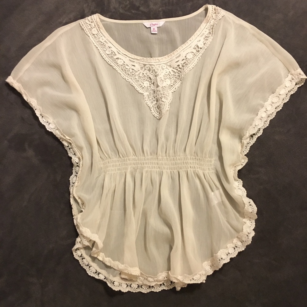 Cream Lace Sheer Top